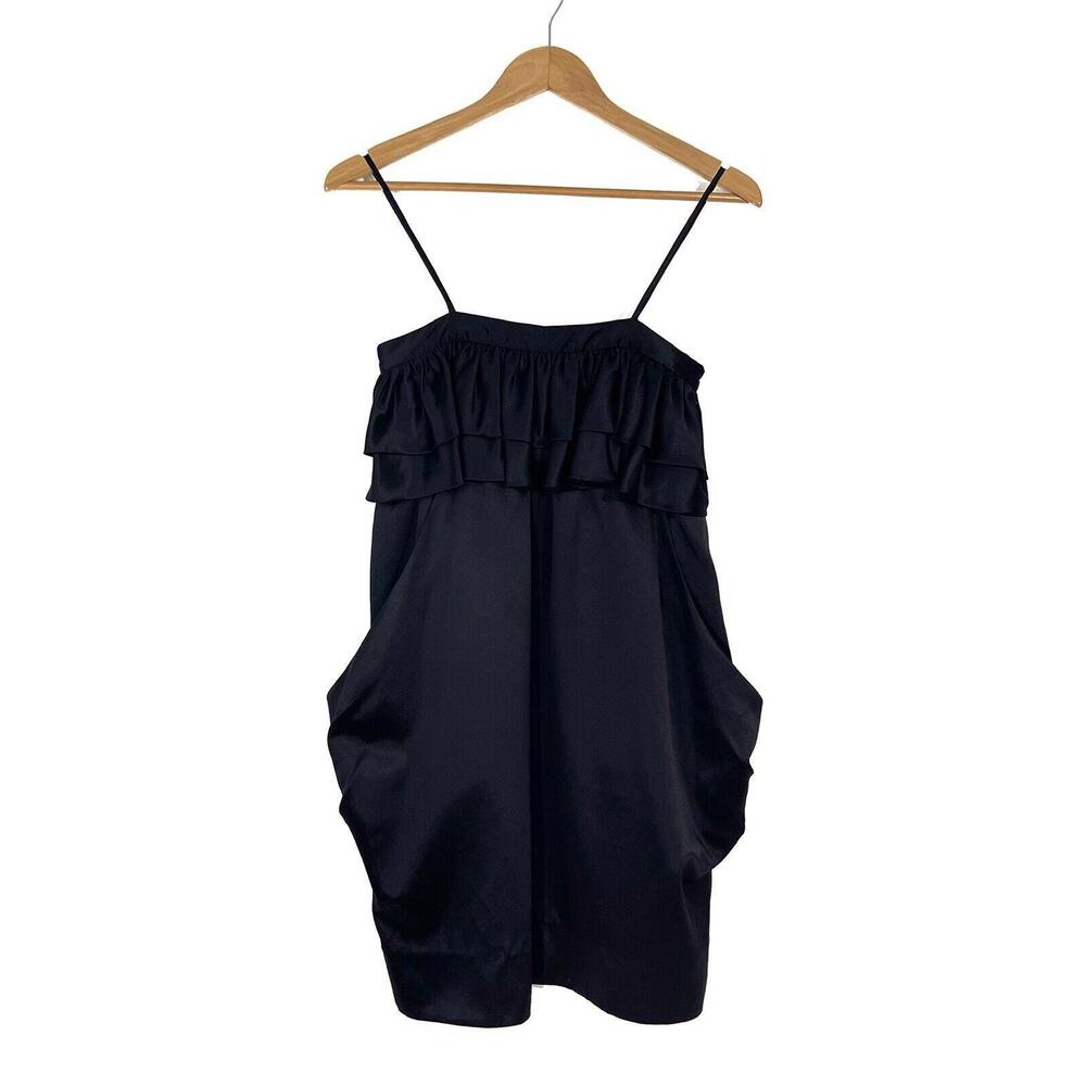 Julie Haus Women’s Size 0 XS Black Silk Ruffled Cocktail Adair Mini Dress New